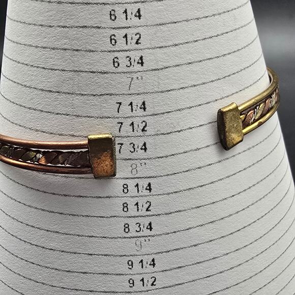 Copper Mixed Metal Cuff Bracelet Vintage Jewelry - Picture 5 of 5